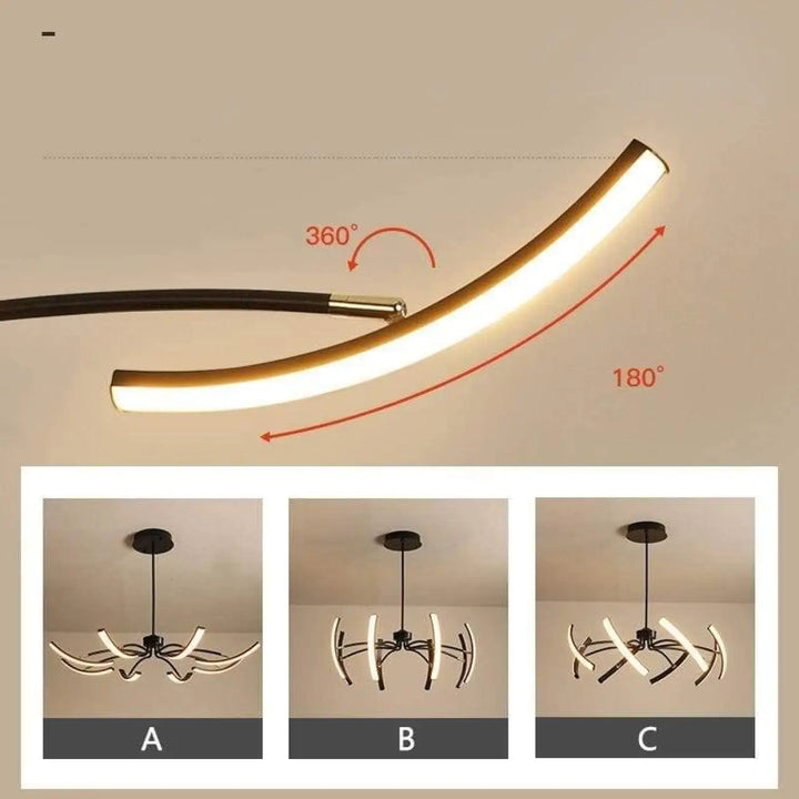 Grand Plafonnier LED à Bras Incurvés