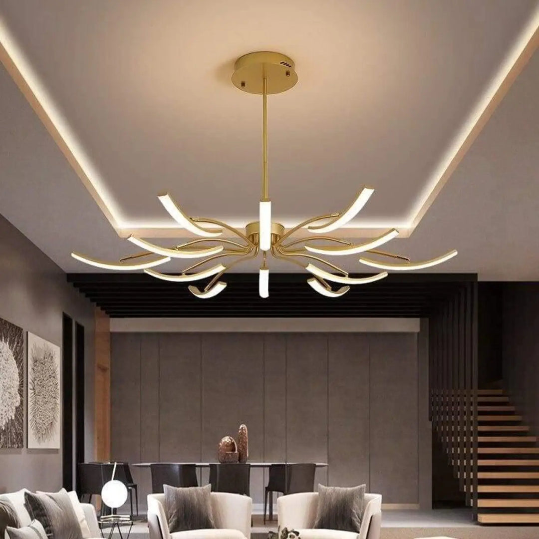 Grand Plafonnier LED à Bras Incurvés