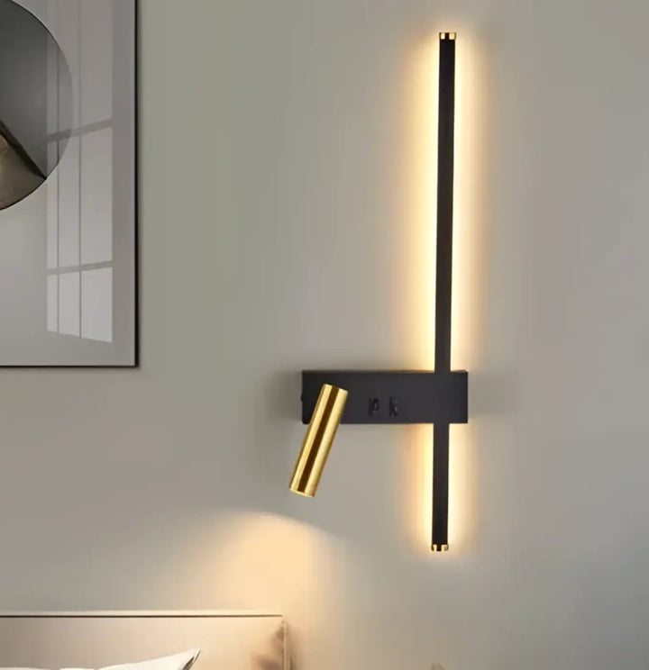 Grande Applique Murale LED Ajustable Design Noir Doré