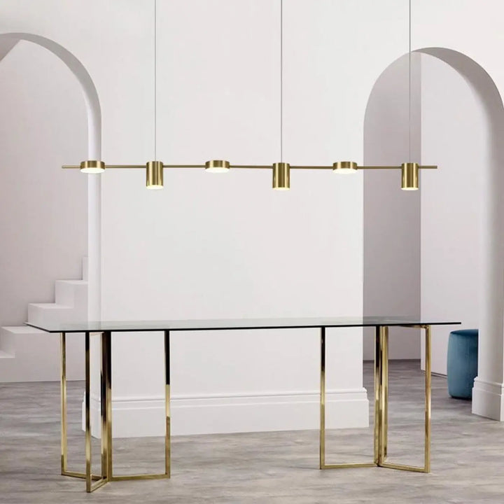 Grande Suspension Dorée Linéaire Cylindrique