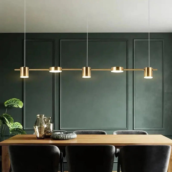 Grande Suspension Dorée Linéaire Cylindrique