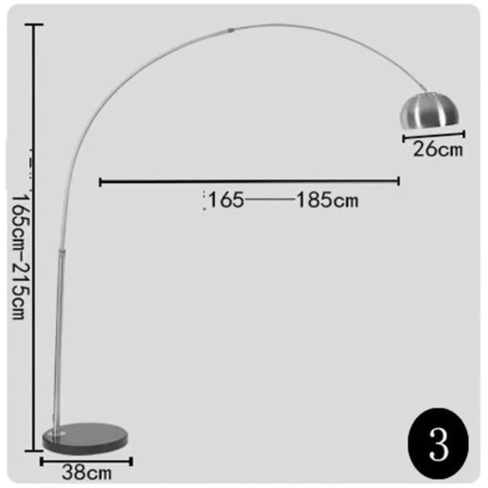 Lampadaire Argenté en Aluminium à Forme Arc Élégante