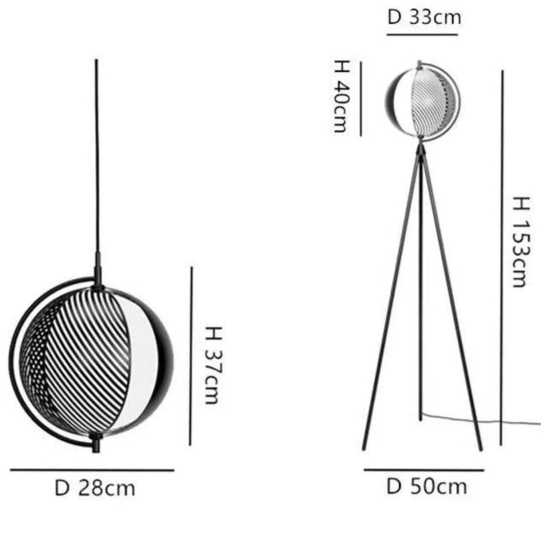 Lampadaire Avec Boule Noir À Motif Spirale Design