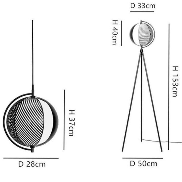 Lampadaire Avec Boule Noir À Motif Spirale Design