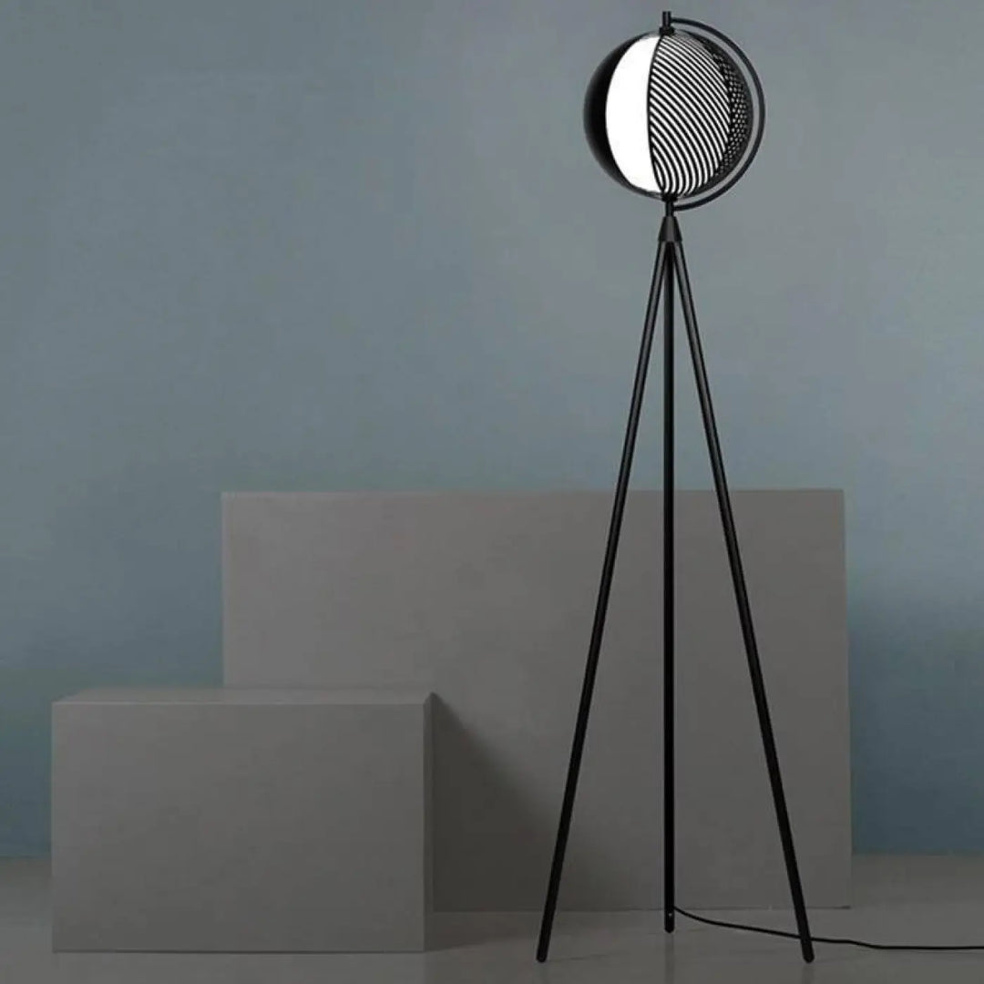 Lampadaire Avec Boule Noir À Motif Spirale Design