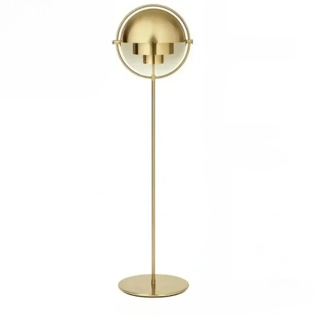 Lampadaire miror fer type en métal doré avec tige fine et abat-jour sphérique floral compatible 90-260v