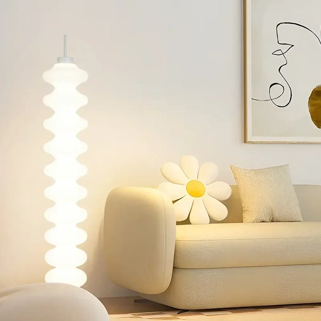 Lampadaire design ondulé lumineux blanc moderne led
