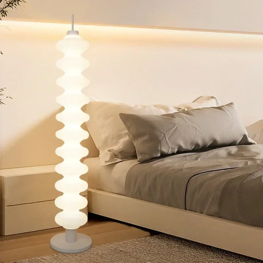 Lampadaire design ondulé lumineux blanc moderne led