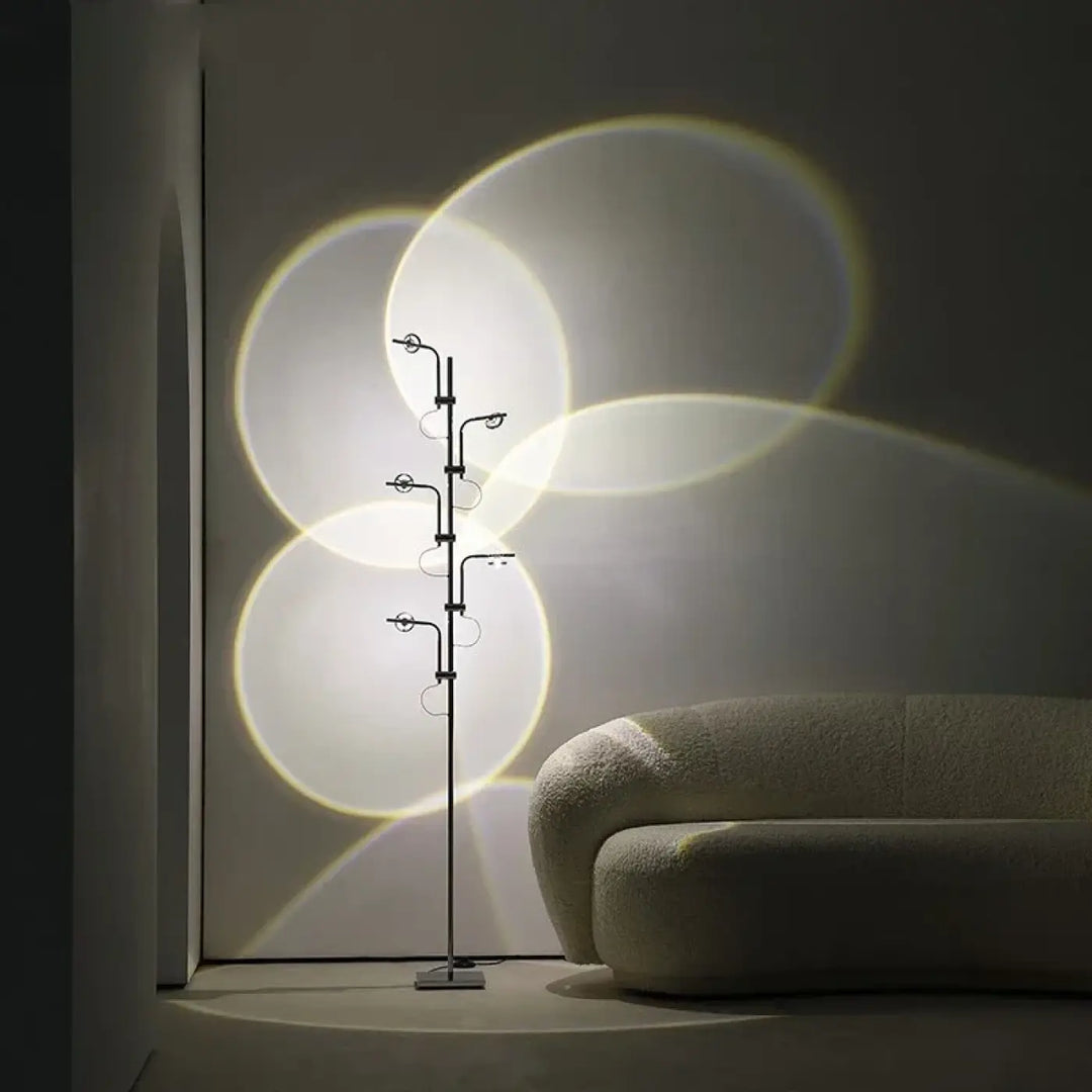 Lampadaire design à projections lumineuses artistiques noir