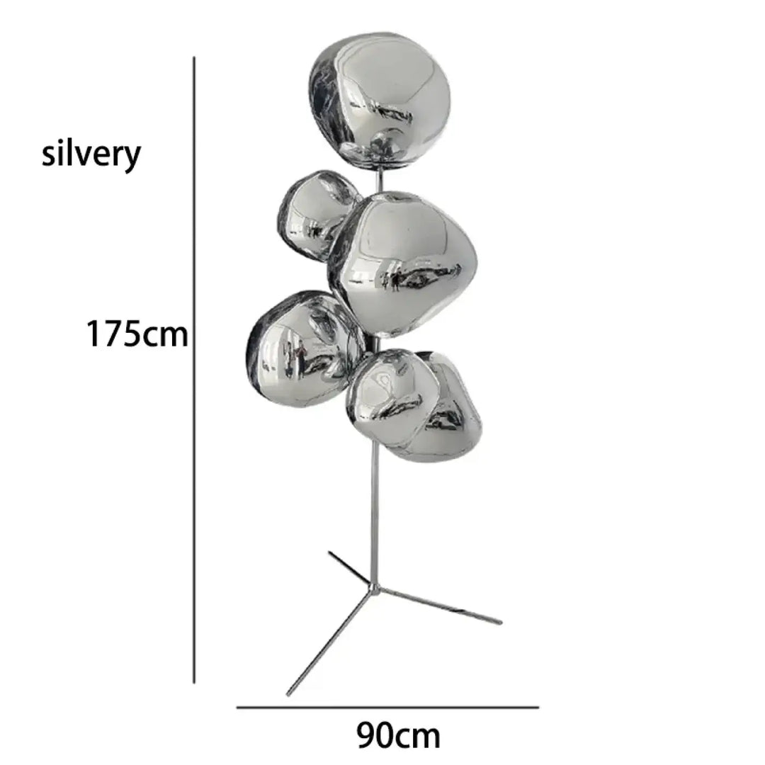 Lampadaire design en verre fumé ambré et chrome moderne