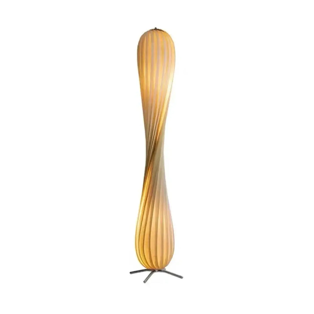Lampadaire japonais design en bois torsadé style naturel