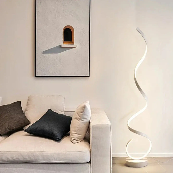 Lampadaire led blanc au design ondulé moderne en spirale pour un éclairage élégant avec lampadaire led design spiry