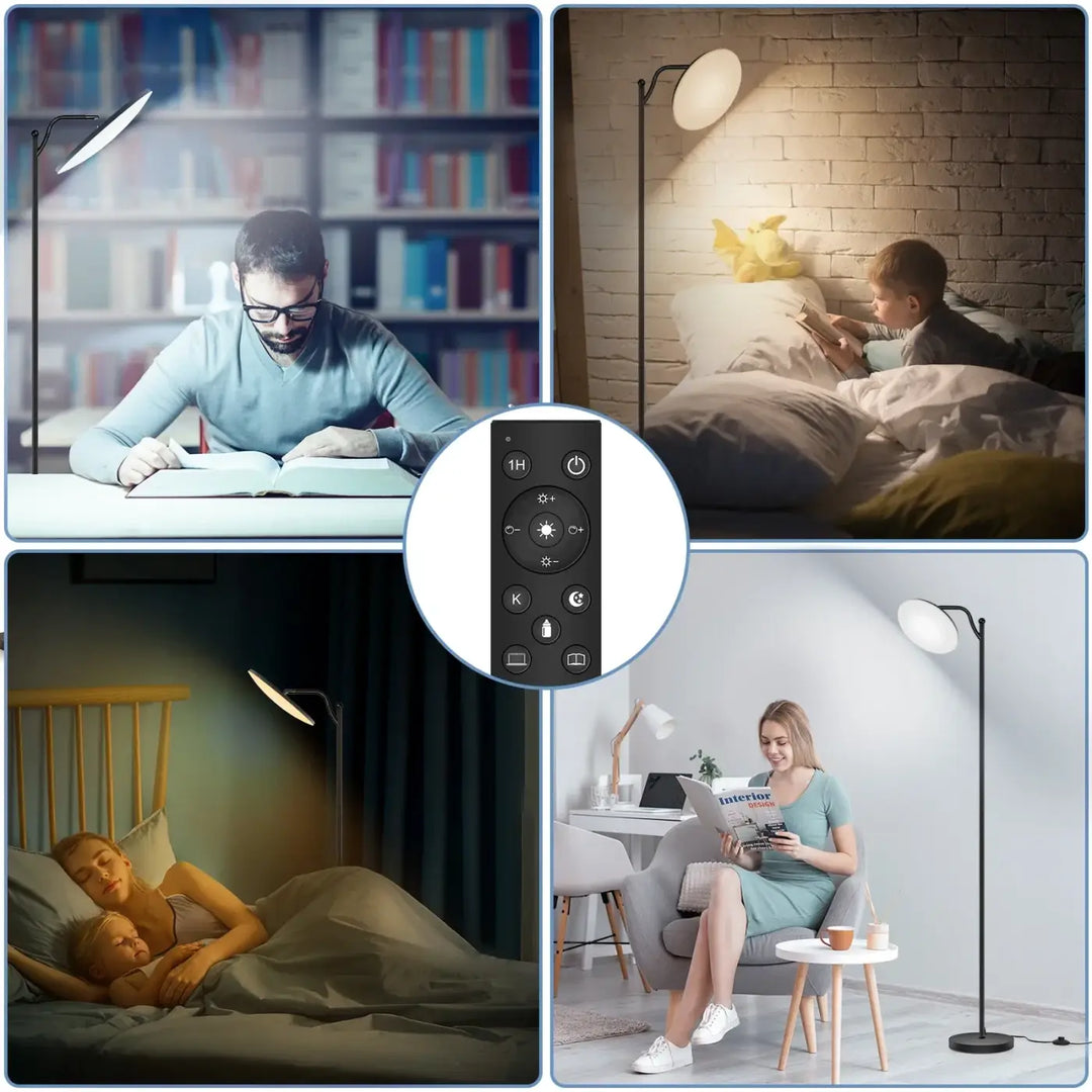 Lampadaire minimaliste en métal noir pour chambre moderne