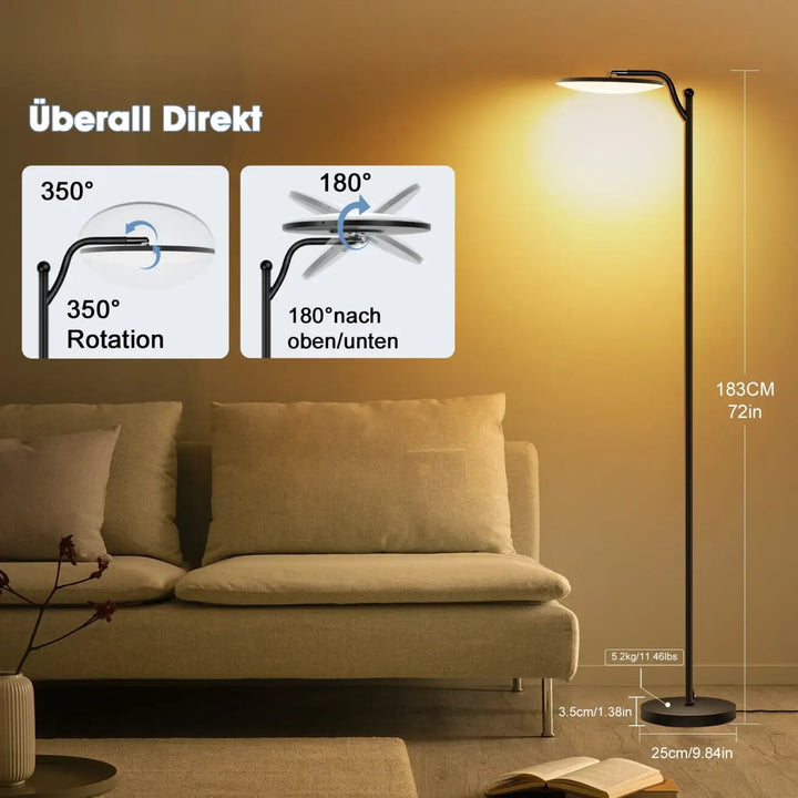 Lampadaire minimaliste en métal noir pour chambre moderne