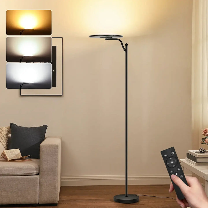 Lampadaire minimaliste en métal noir pour chambre moderne