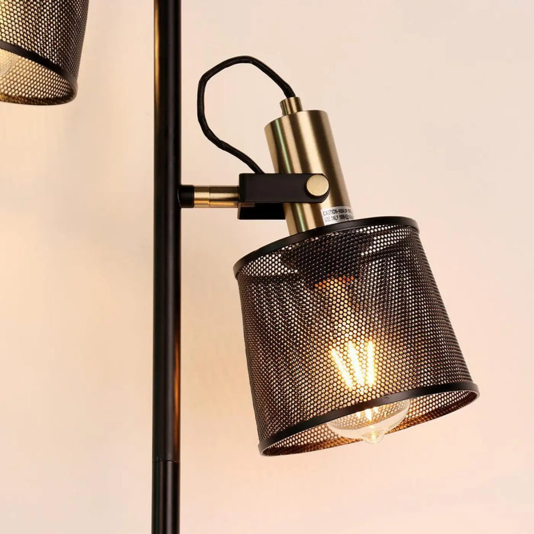 Lampadaire Noir Design avec Structure Cylindrique Inclinée