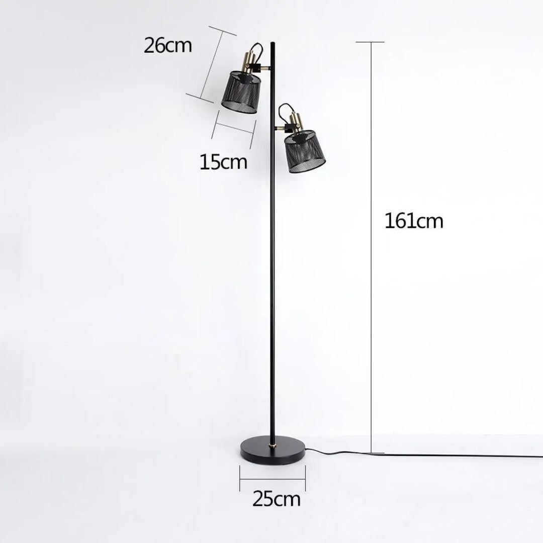 Lampadaire Noir Design avec Structure Cylindrique Inclinée