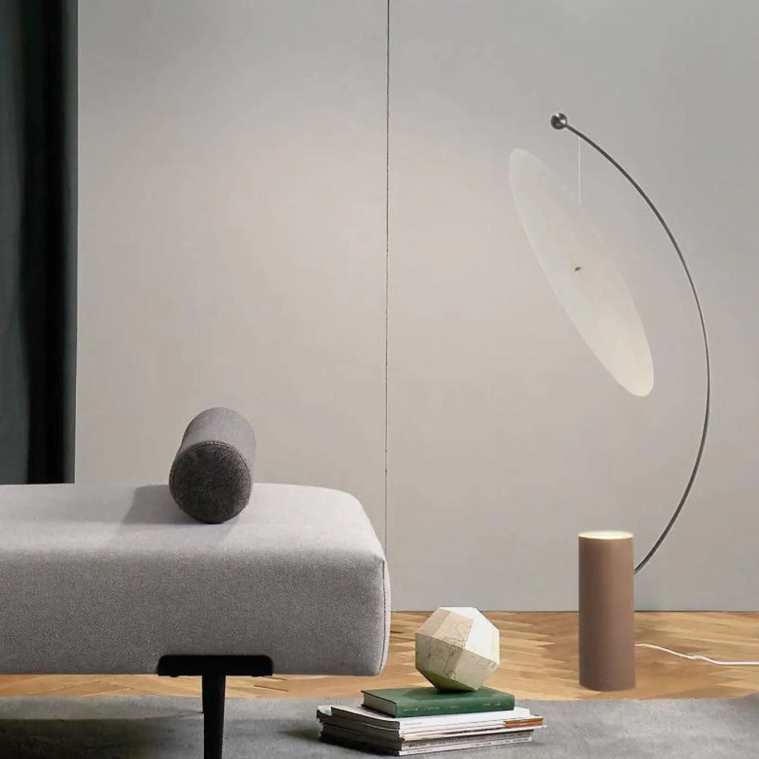 Lampadaire Rond Sur Pied Design Blanc En Aluminium