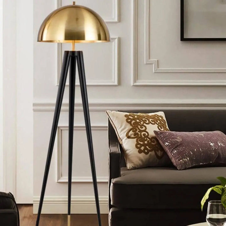Lampadaire De Salon Sur Pied En Aluminium Noir Et Bronze