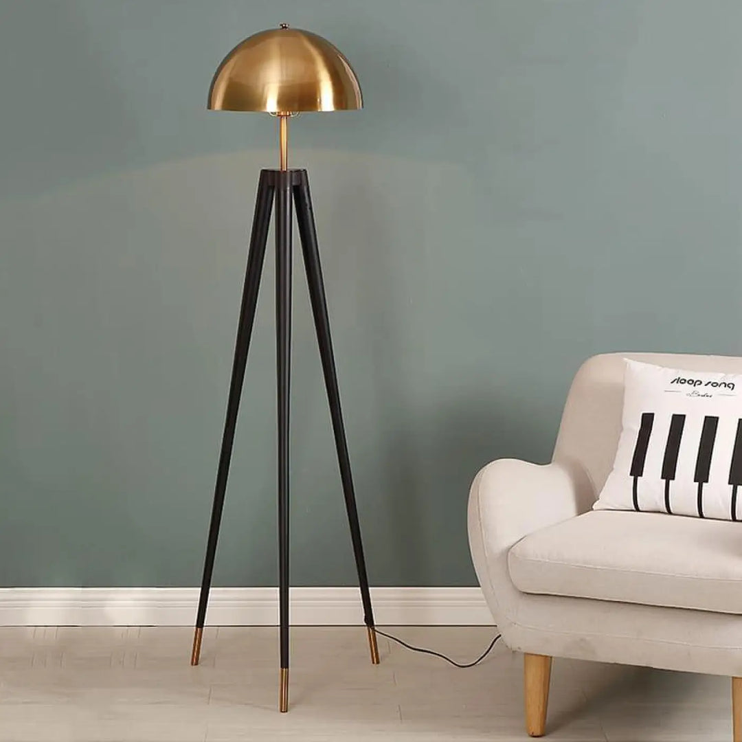 Lampadaire De Salon Sur Pied En Aluminium Noir Et Bronze