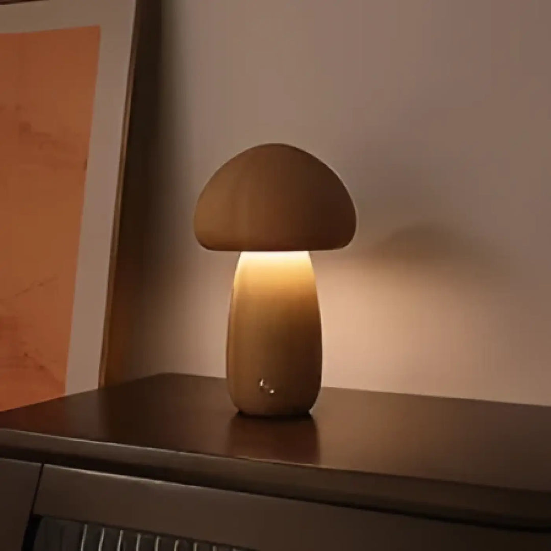 Lampe de chevet champou chevet champignon élégante en céramique mate chaude ton champignon élégante