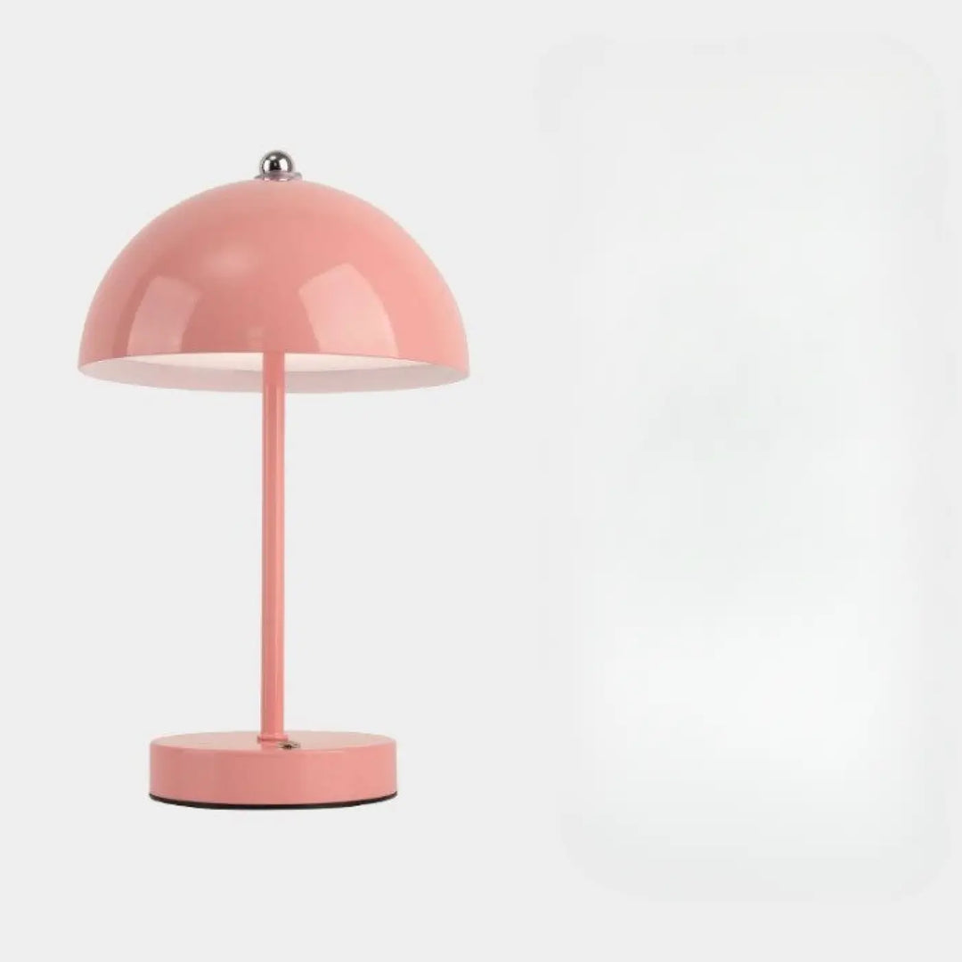 Lampe de chevet skadi design scandinave en forme de champignon rose mat avec éclairage tamisé et lumière douce
