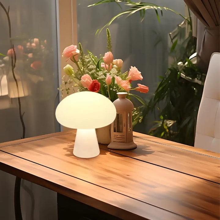 Lampe de chevet navie en forme de champignon blanc doux avec lumière douce chevet led et style rétro