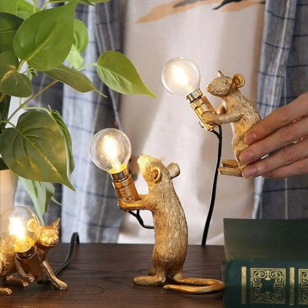 Lampe de Chevet Souris Dorée Avec Ampoule