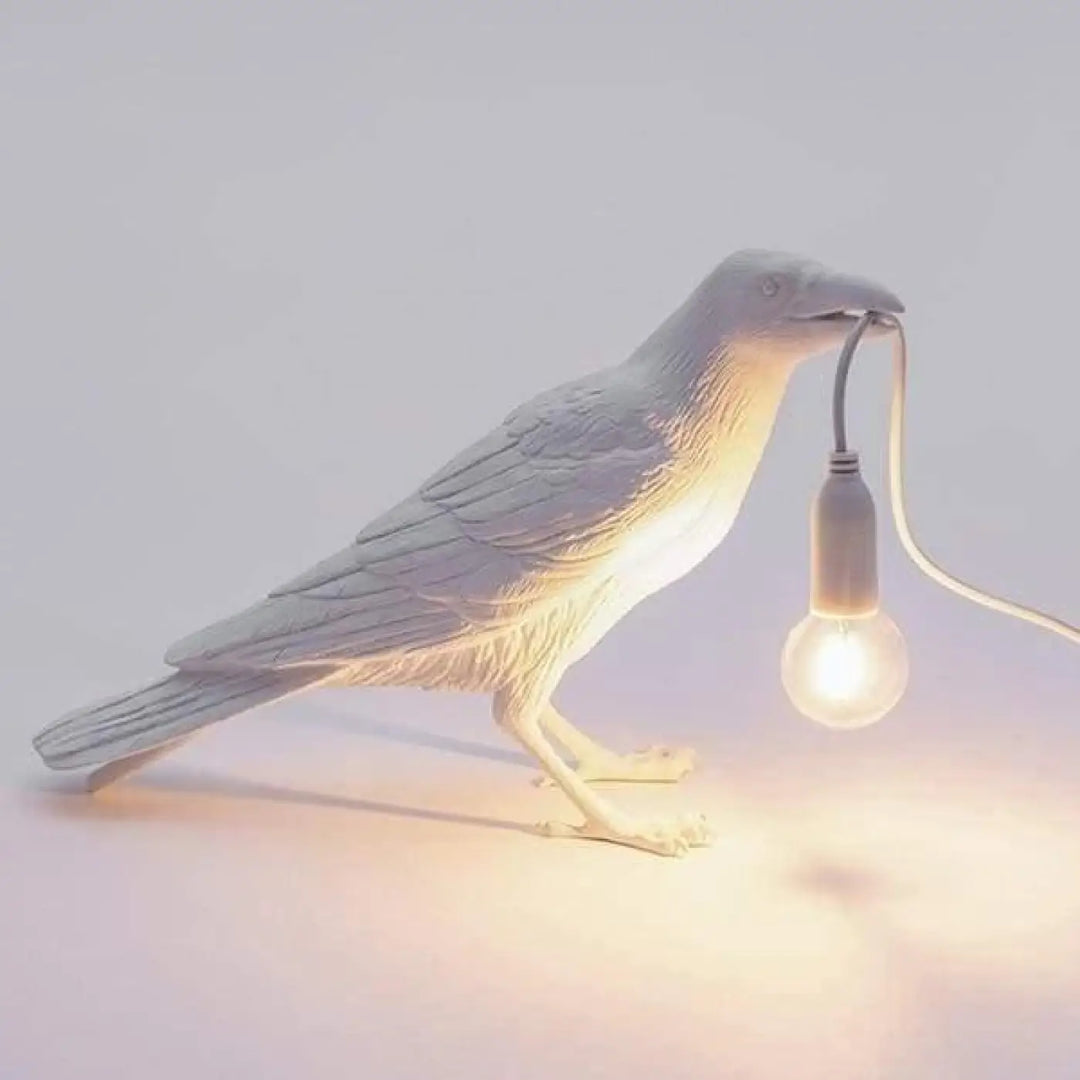 Lampe Corbeau Originale En Rotin Ronde Noir Blanc Gold