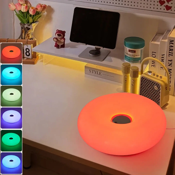 Lampe de table hausie orange avec led circulaire lumineuse et design unique une idée cadeau originale et touche unique
