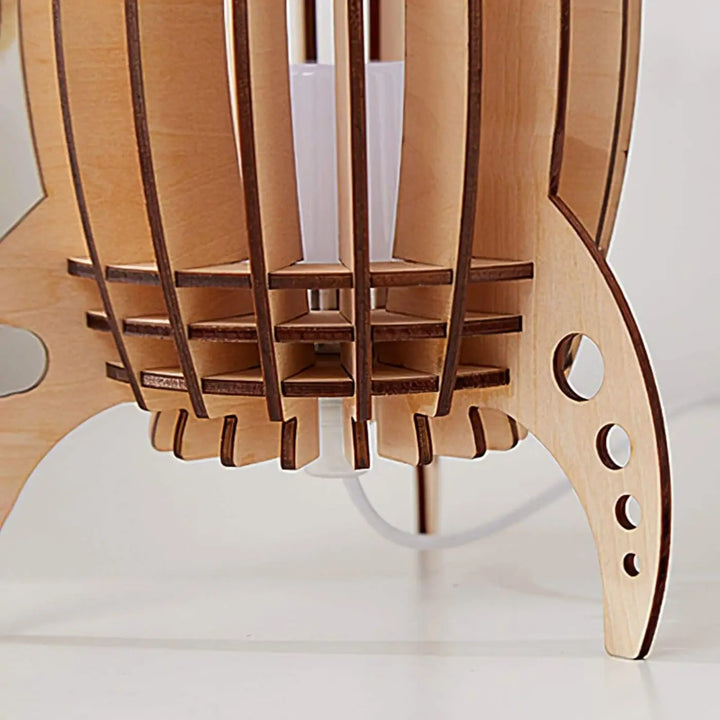 Lampe Fusée Beige En Bois Naturel Pour Décoration