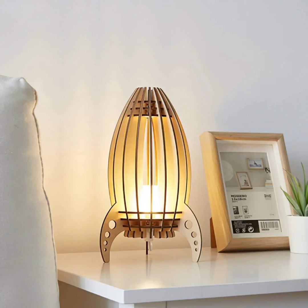 Lampe Fusée Beige En Bois Naturel Pour Décoration