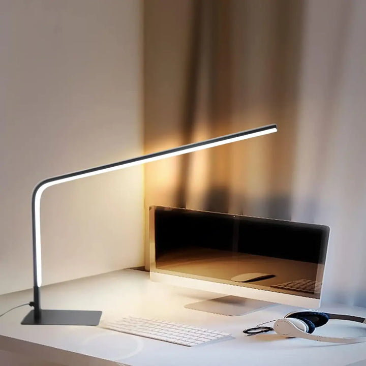 Lampe de table minini noire avec design minimaliste et lampe led contemporaine intégrée en bande led