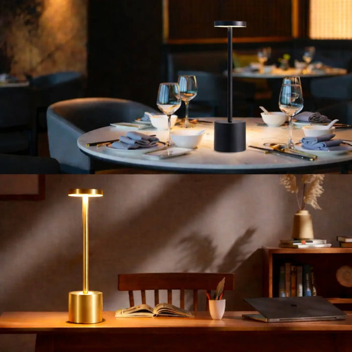 Lampe de chevet moderne avec base cylindrique noire et lumière ambiante chaude mini lampe ultra-pratique
