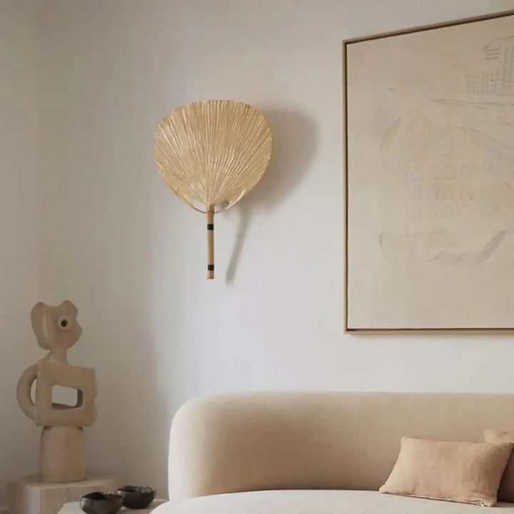 Lampe Murale Design avec Abat-jour en Rotin Jaune pour Chambre

