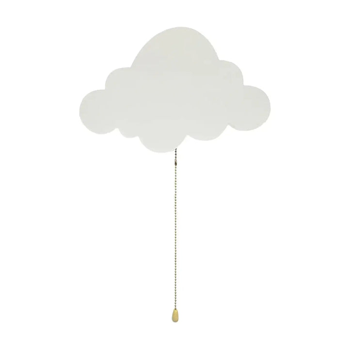 Appique murale avec tirette de ventilateur en forme de nuage blanc, chaîne métallique et pendentif jaune pâle pour décoration intérieure lampe murale nuage