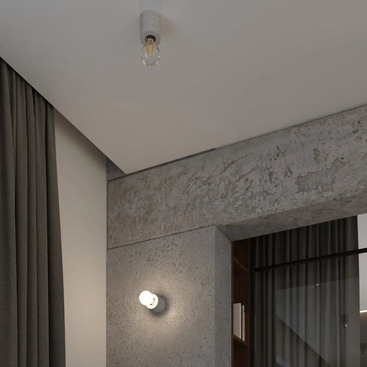 Lampe a poser béton salgado minimaliste blanche avec ampoule à filament apparent style loft bureau salgado