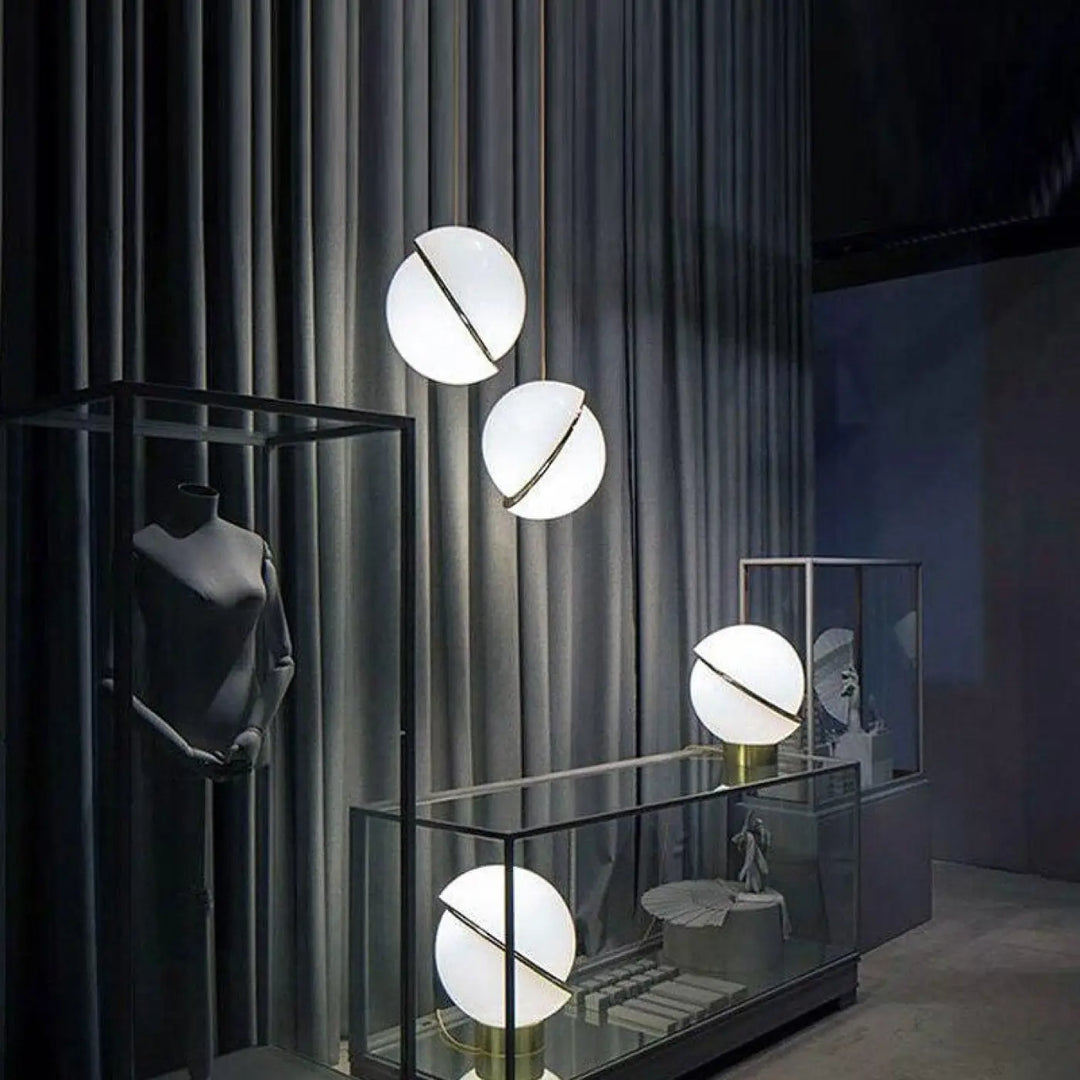 Lampe Suspendue Boule En Verre Opale Moderne