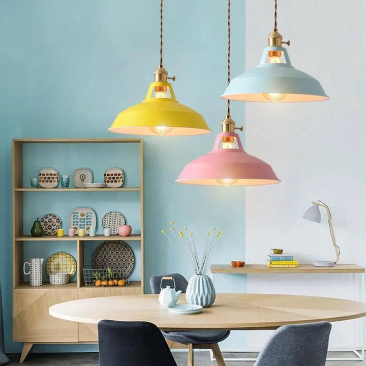 Lampe Suspendue Colorée en Aluminium Style Rétro