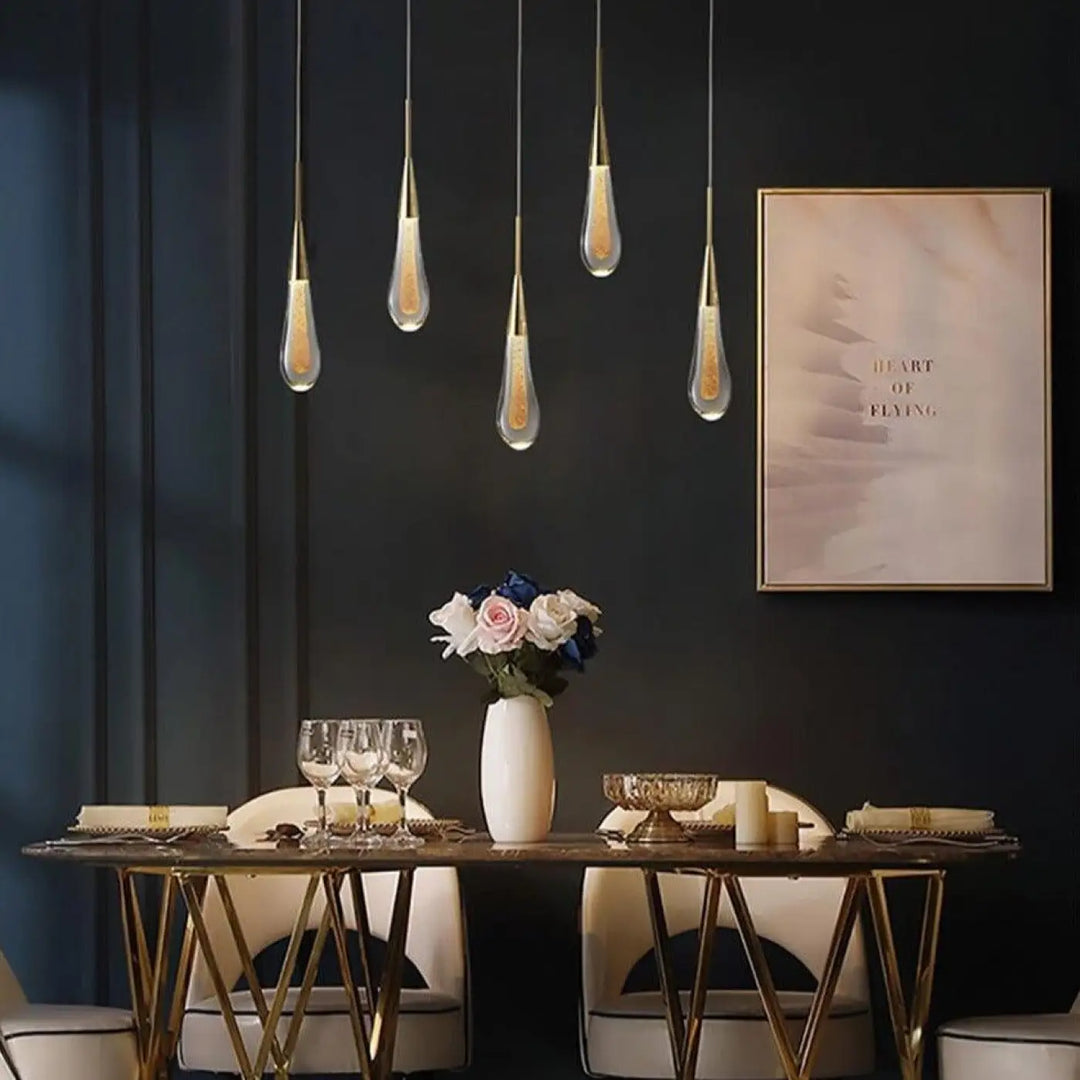Lampe Suspendue Design Goutte Dorée