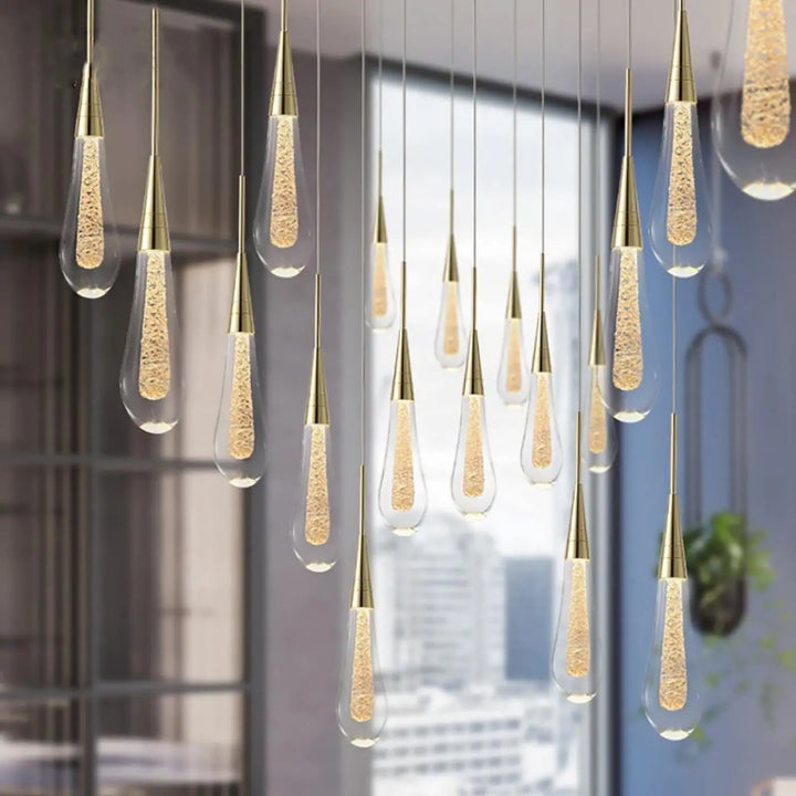 Lampe Suspendue Design Goutte Dorée