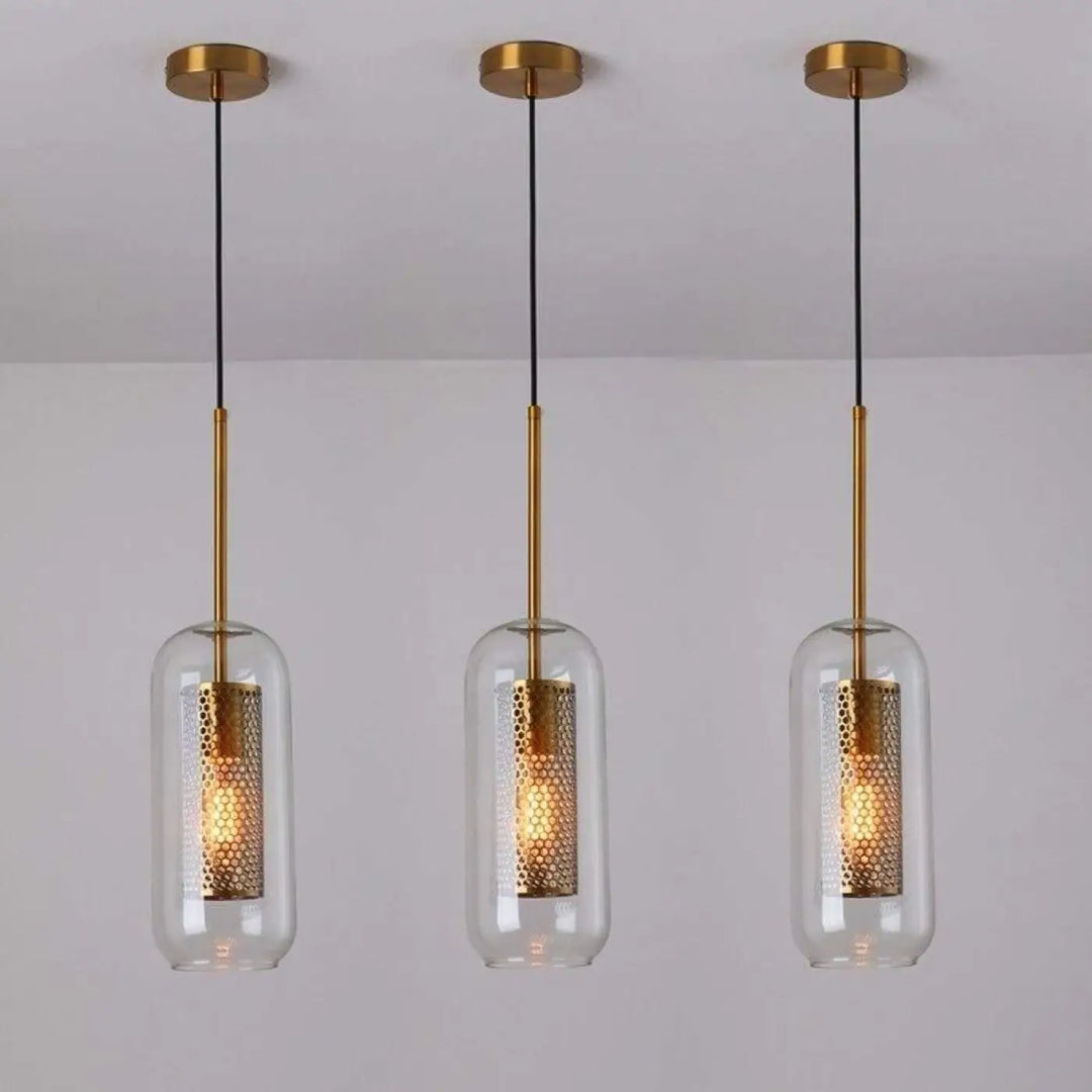 Lampe Suspendue Industrielle avec Grille en Verre
