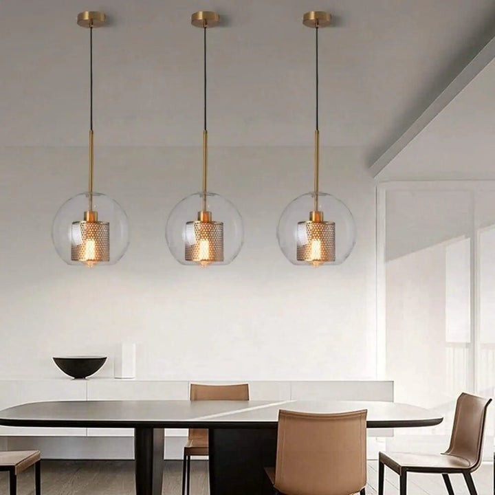 Lampe Suspendue Industrielle avec Grille en Verre