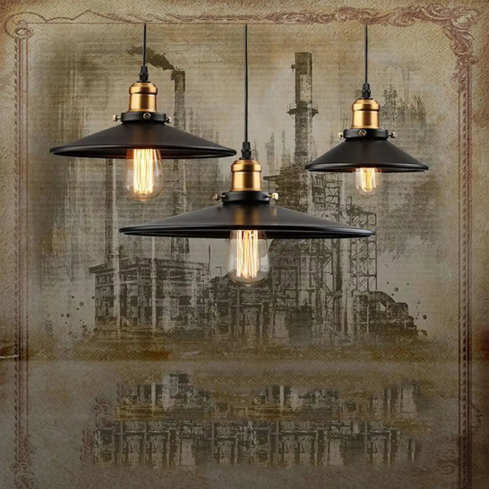 Lampe Suspendue Noir avec Ampoule Vintage