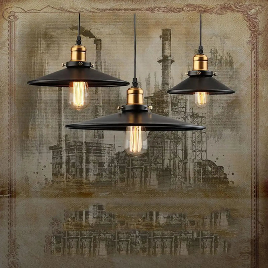 Lampe Suspendue Noir avec Ampoule Vintage