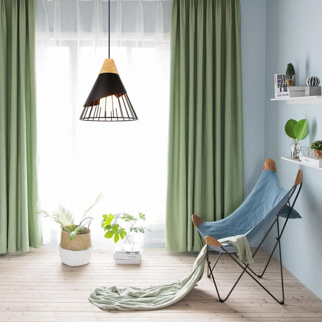 Lampe Suspendue Simple Cage Ajourée en Bois