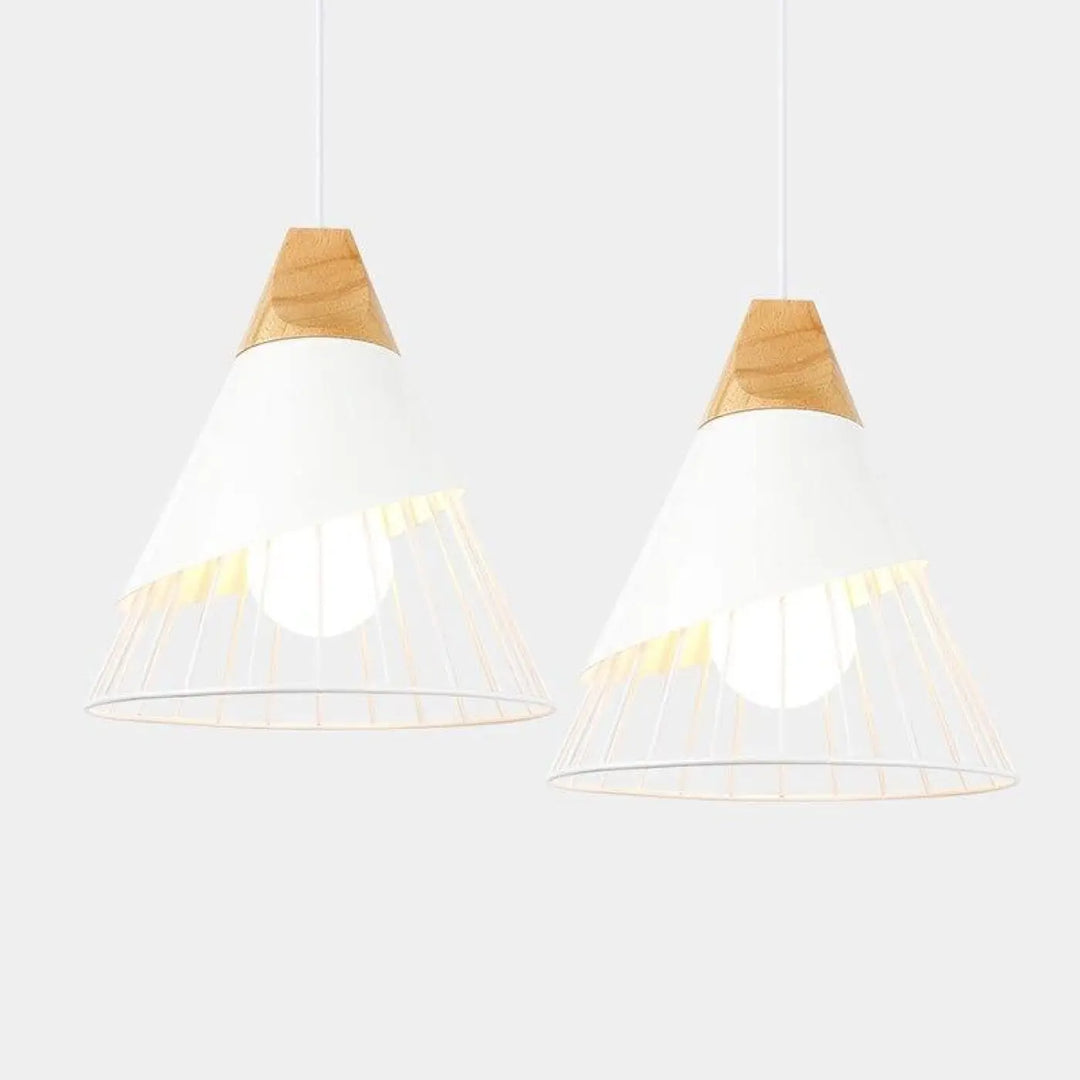 Lampe Suspendue Simple Cage Ajourée en Bois