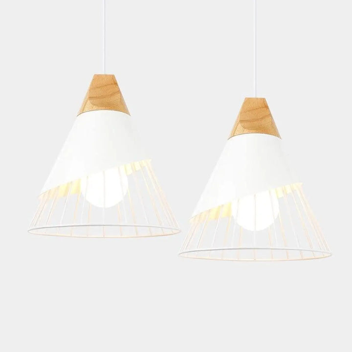 Lampe Suspendue Simple Cage Ajourée en Bois