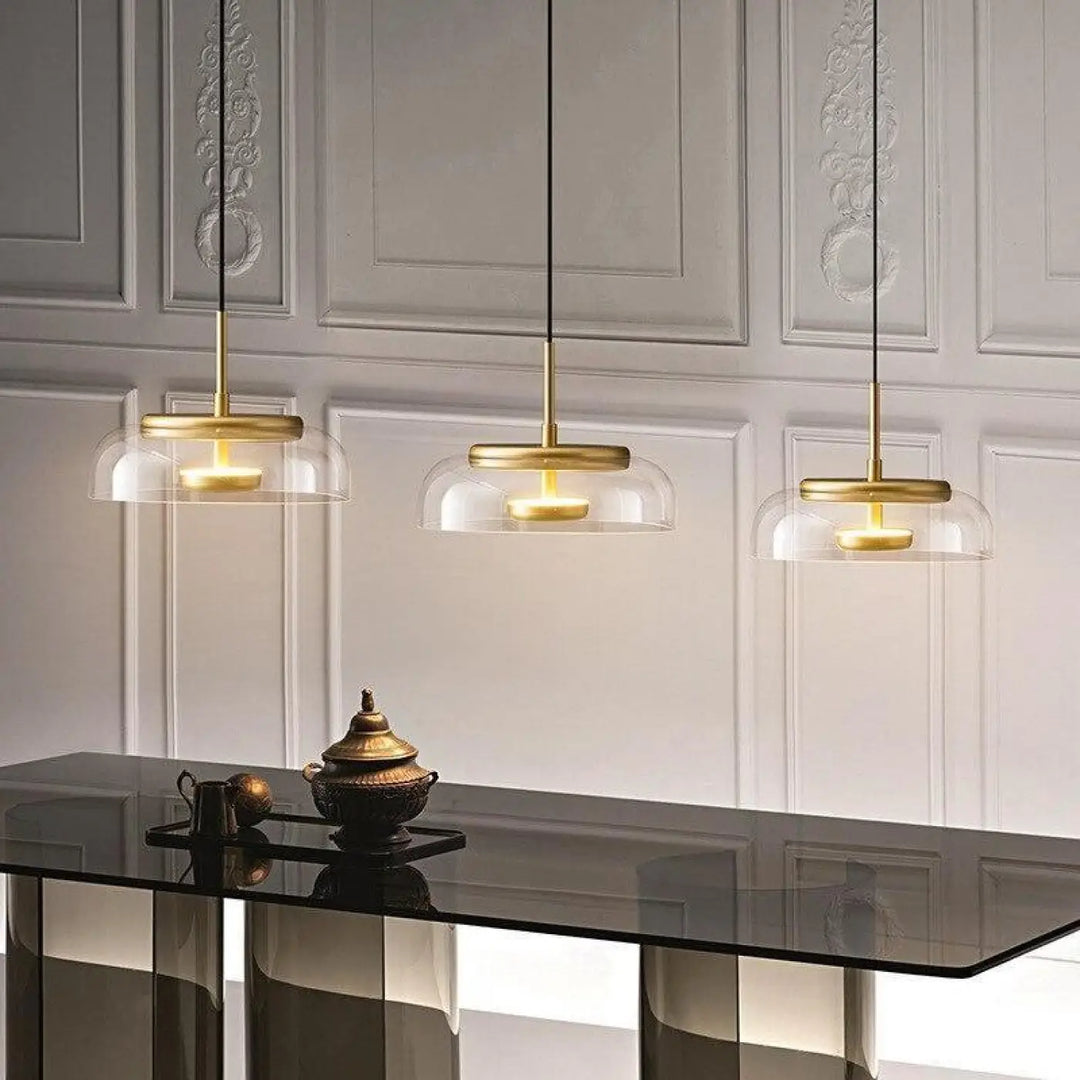 Lampe Suspendue Verre Élégante avec Disque Raffiné