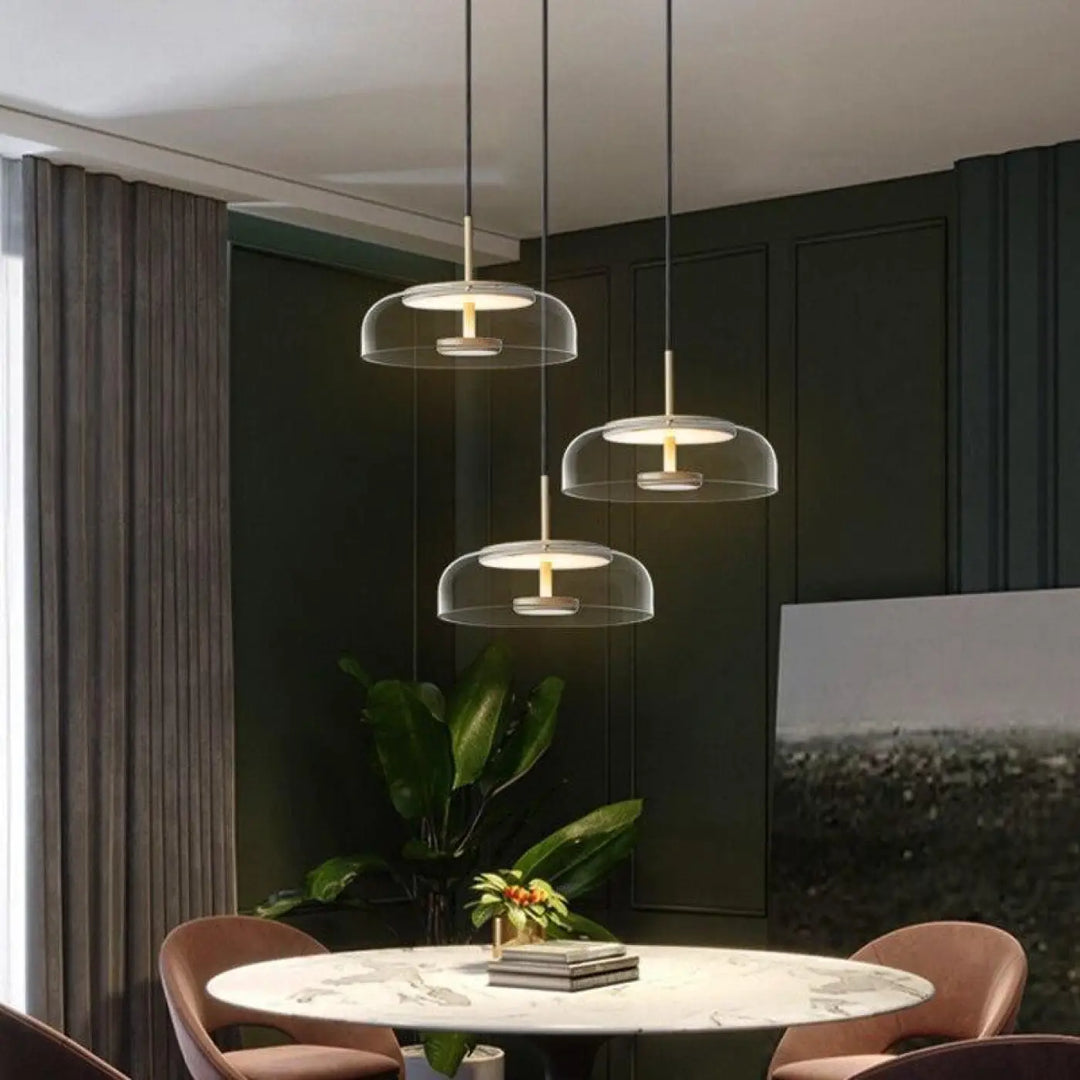 Lampe Suspendue Verre Élégante avec Disque Raffiné